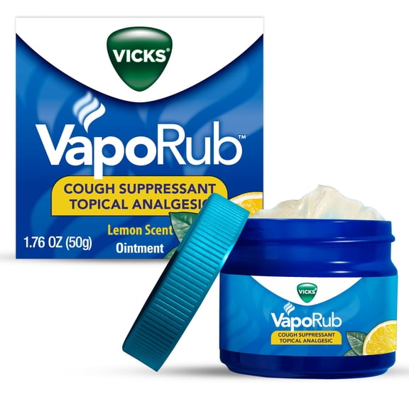 Vicks VapoRub Topical Chest Rub & Analgesic, Lemon Scent, 1.76 oz