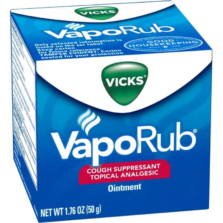 Vicks VapoRub Ointment, 1.76 oz, Topical Cough Relief, Relieves