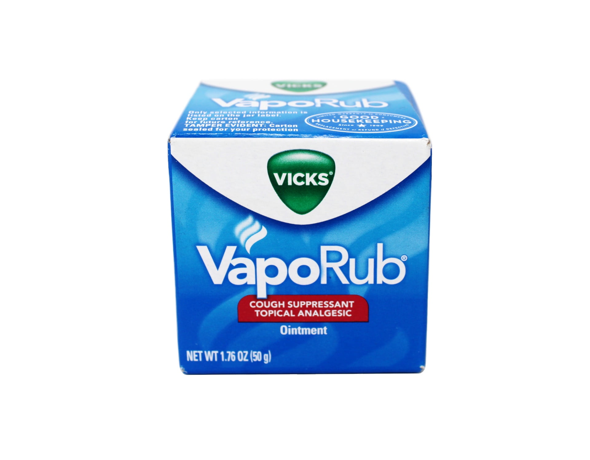 Vicks VapoRub, Original, Cough Suppressant, Topical Chest Rub & Analgesic Ointment, Medicated Vicks Vapors, Relief from Cough Due to Cold, Aches & Pains, 1.76oz