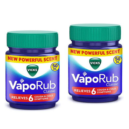 Vicks VapoRub Regular 50 ml Each – Pack of 2 Cooling Menthol & Eucalyptus Balm