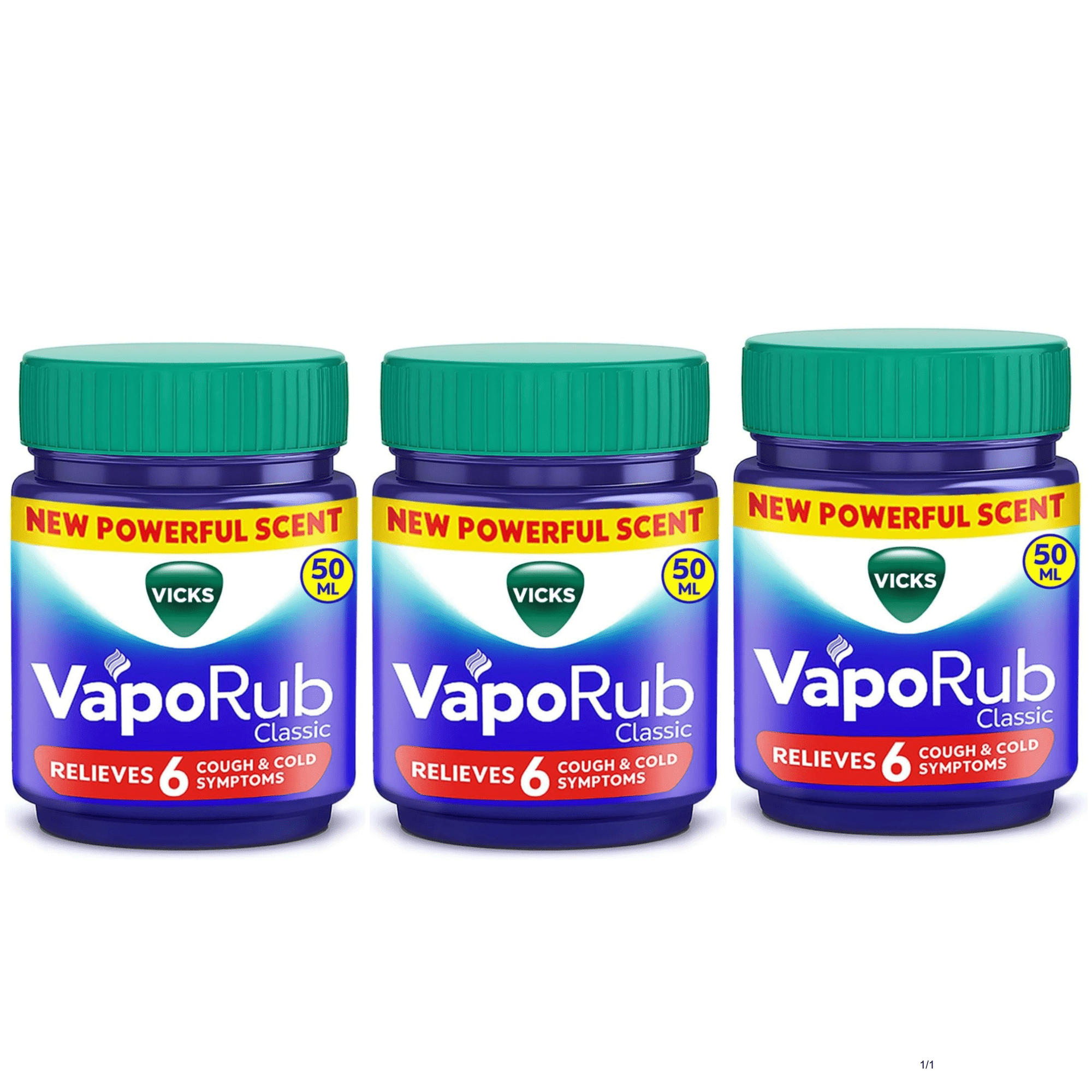 Vicks VapoRub Regular 50 ml Each Pack of 3 Classic Menthol & Eucalyptus Balm