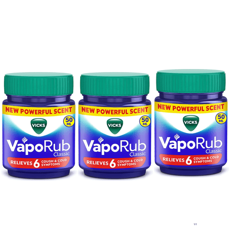 Vicks VapoRub Regular 50 ml Each – Pack of 3 Classic Menthol & Eucalyptus Balm