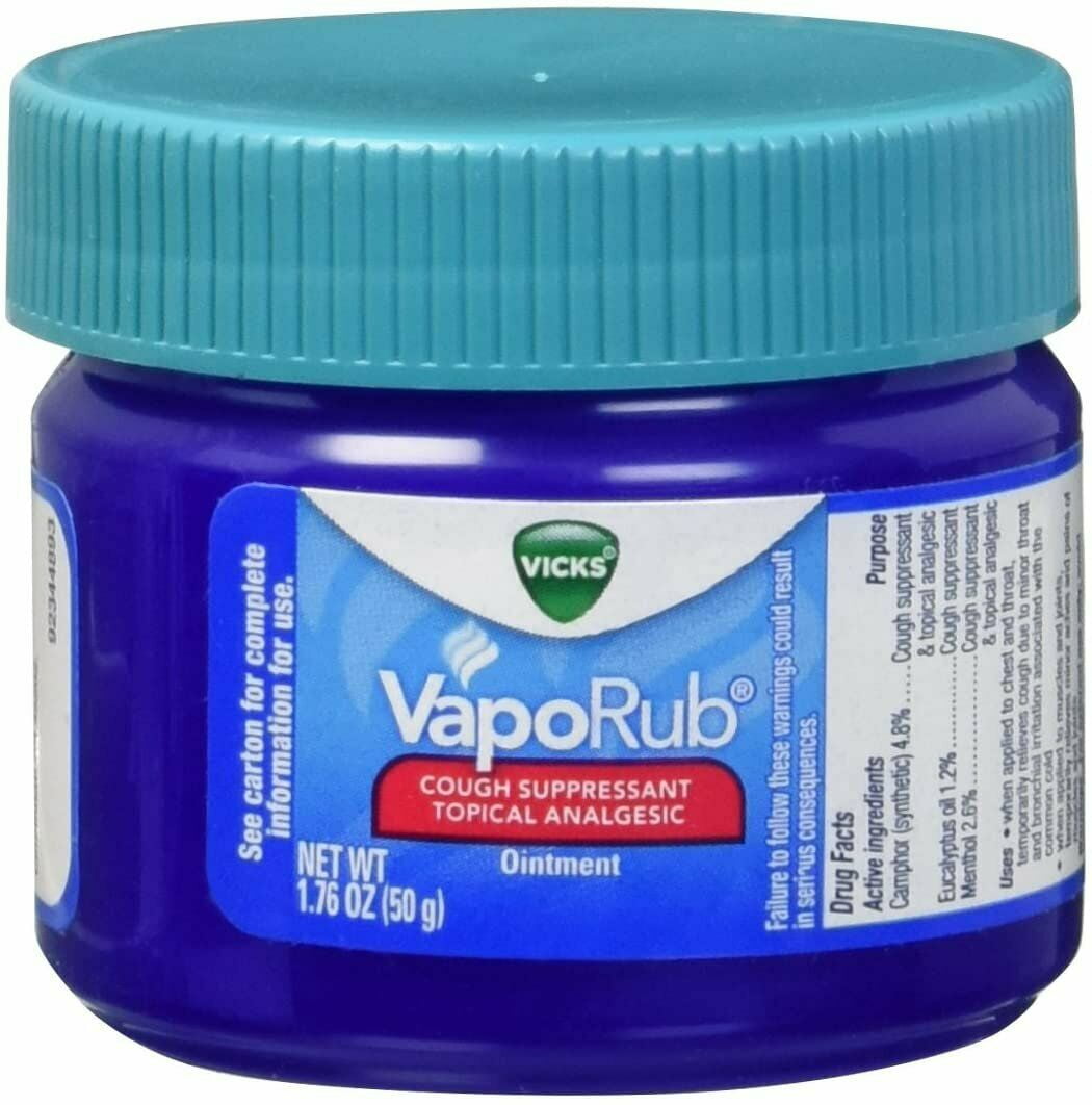  Vicks Vaporub Ointment Cream Cough Suppressant and Topical  Analgesic of 0.45 Oz JAR - 10 Packs : Health & Household