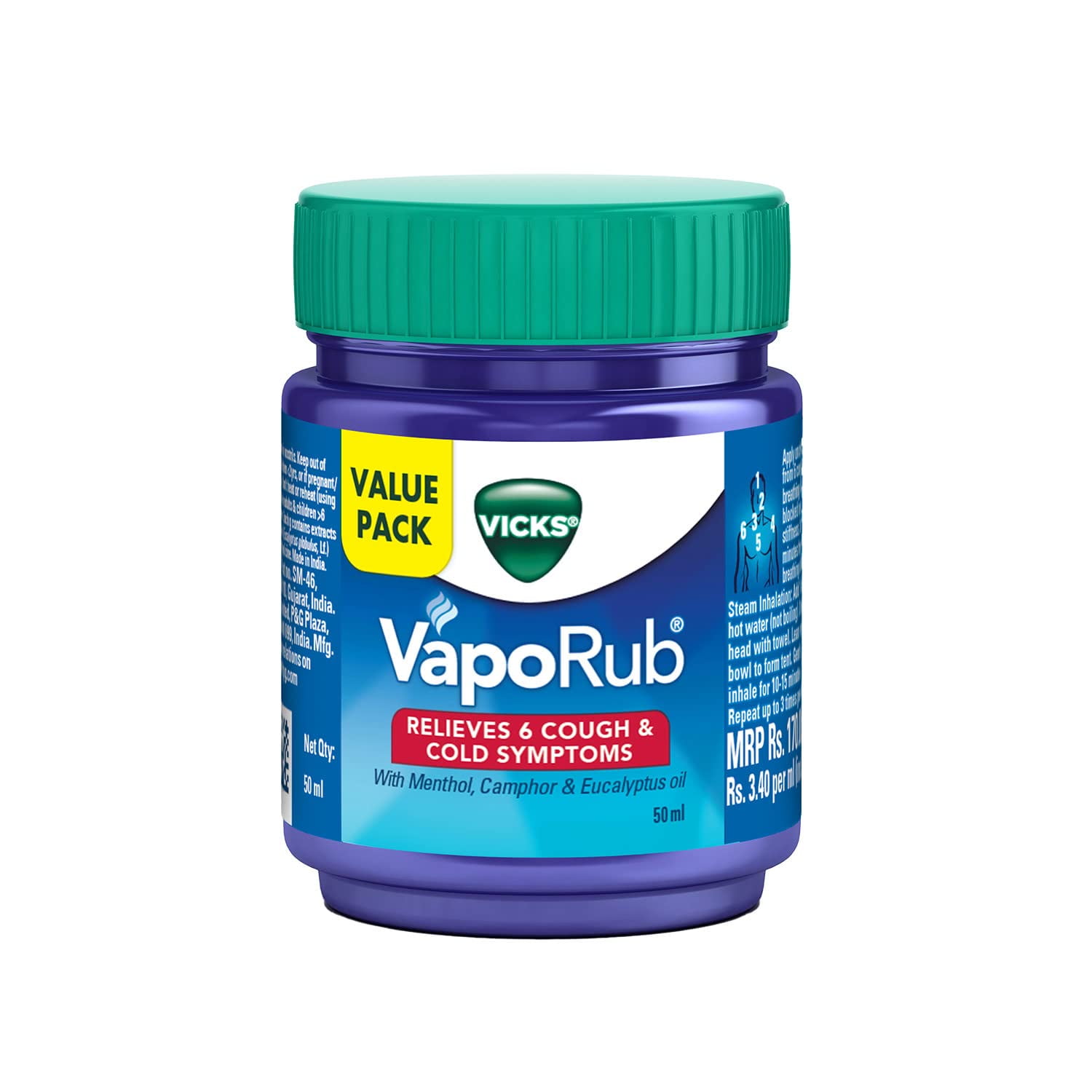 Vicks VapoRub Ointment with Vapors of Menthol, Camphor and Eucalyptus