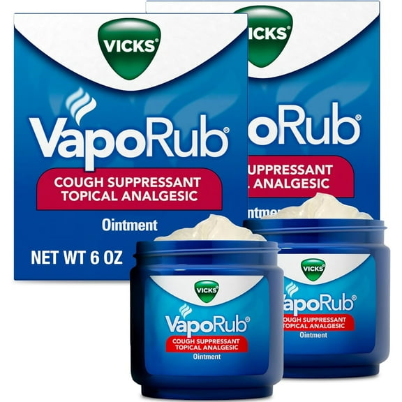Vicks VapoRub Cough Suppressant Topical Analgesic, 6 oz (2 pack)