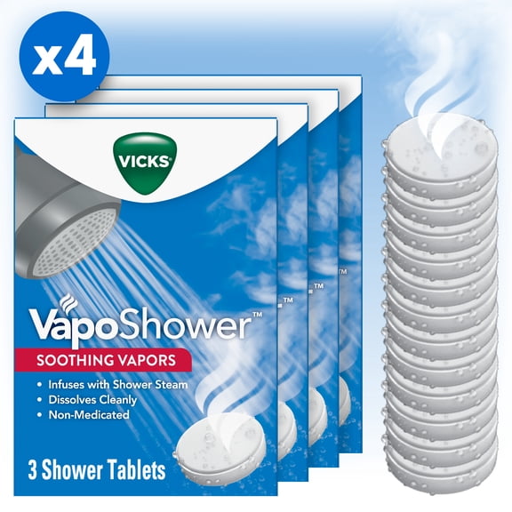 Vicks Vaposhower Aromatherapy Shower Tablet Bomb, 12 Ct