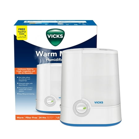 Vicks 1 gal 400 sq ft Warm Moisture Humidifier, White, V750D1V2