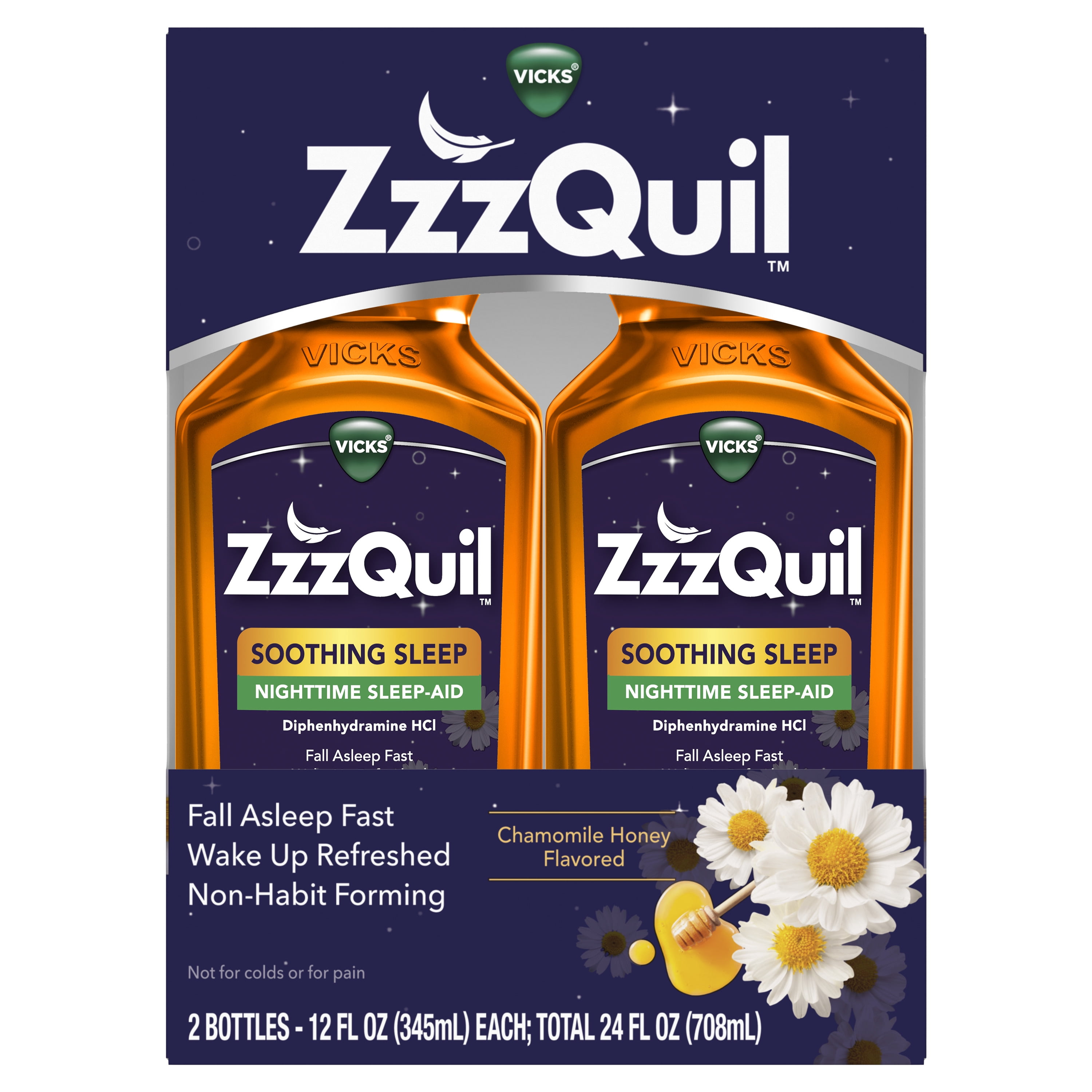 Vicks ZzzQuil Liquid Sleep Aid, Chamomile Honey, Over-the-Counter ...