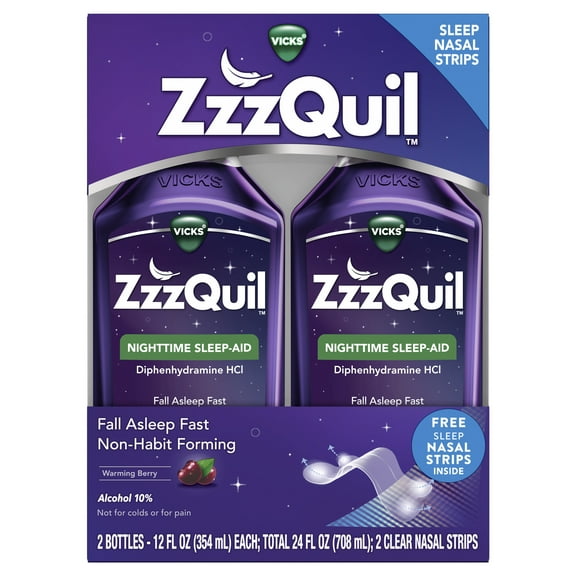 Vicks ZzzQuil Liquid Sleep Aid, Non-Habit Forming, Warming Berry, 24 fl oz