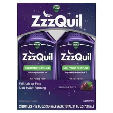 Vicks ZzzQuil Liquid Sleep Aid, Non-Habit Forming, Warming Berry, 24 fl oz, Over-the-Counter Medicine