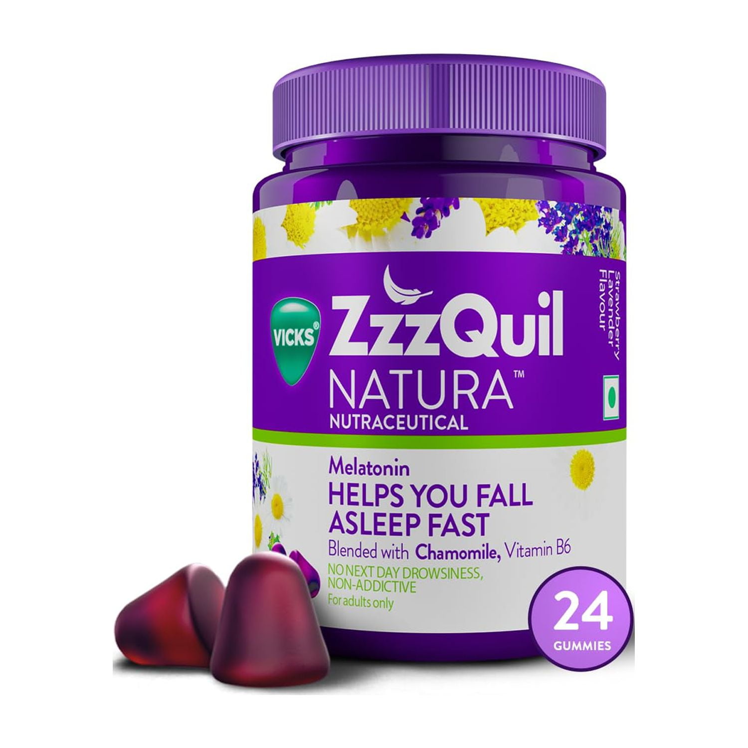 Vicks ZzzQuil Natura, NonAddictive Melatonin Sleep Gummy, Fall Asleep