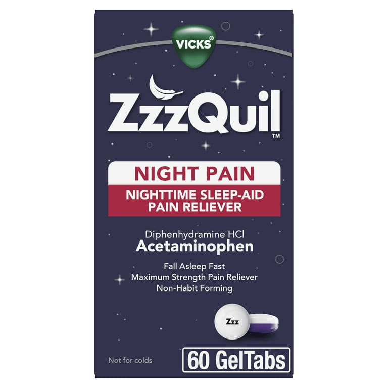 Vicks ZzzQuil Night Pain Sleep Aid Geltabs, Non-Habit Forming