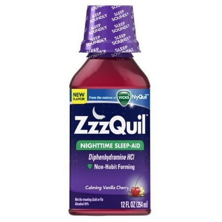 Vicks ZzzQuil Nighttime Sleep-Aid, Calming Vanilla Cherry (Pack of 12)
