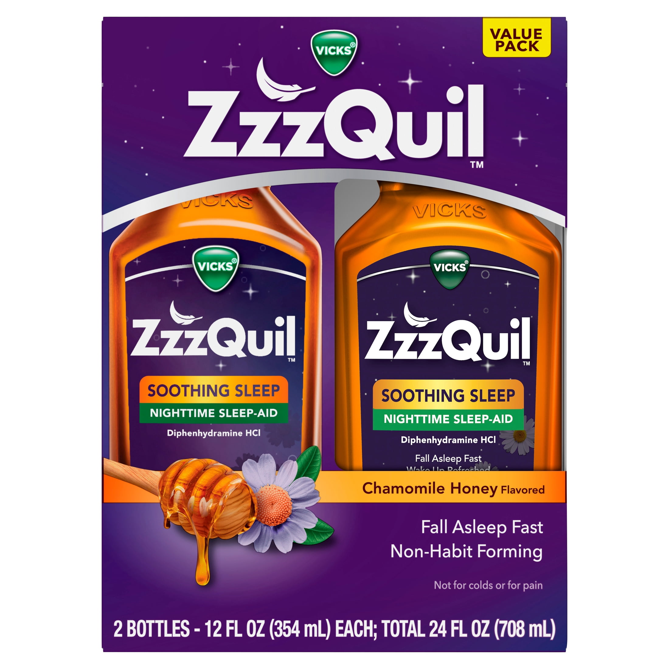 Vicks ZzzQuil Nighttime Sleep Aid Liquid, Diphenhydramine HCI 50mg