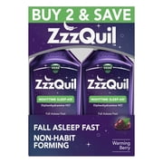 ZzzQuil Liquid Sleep Aid, Diphenhydramine 50mg HCl, Warming Berry Flavored, 2 Pack, 24 fl oz