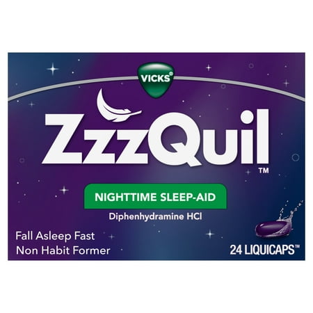 ZzzQuil LiquiCap Sleep Aid, Diphenhydramine 25mg HCl, Sleep Aids for Adults, Nighttime Sleep Aid, 24 LiquiCaps