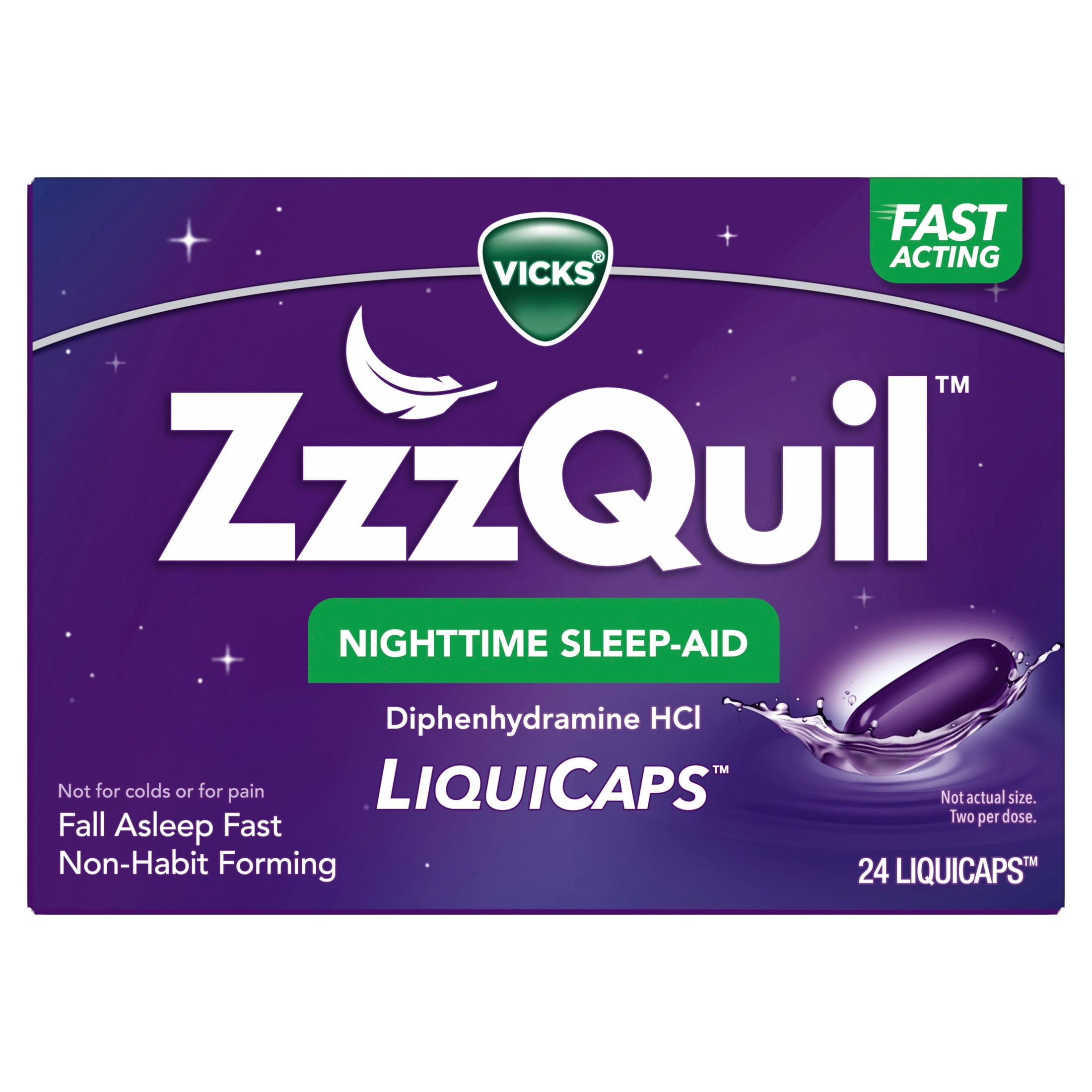 ZzzQuil LiquiCap Sleep Aid, Diphenhydramine 25mg HCl, 24 LiquiCaps