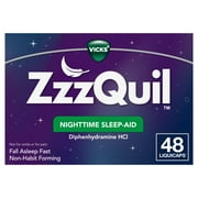 Vicks ZzzQuil Nighttime Sleep Aid Tablets, Diphenhydramine HCI 25mg Sleeping Pills, 48 Count