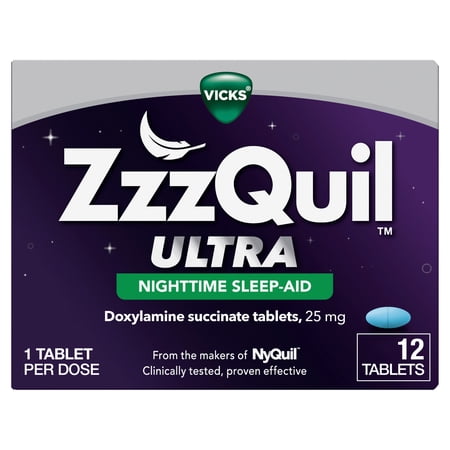 ZzzQuil ULTRA, Sleep Aid, Doxylamine Succinate 25mg, Sleep Aids for Adults, 12 Tablets