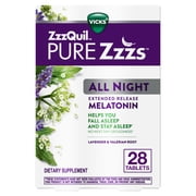 ZzzQuil PURE Zzzs Melatonin All Night Extended Release Tablets, Dietary Supplement, 28 Count