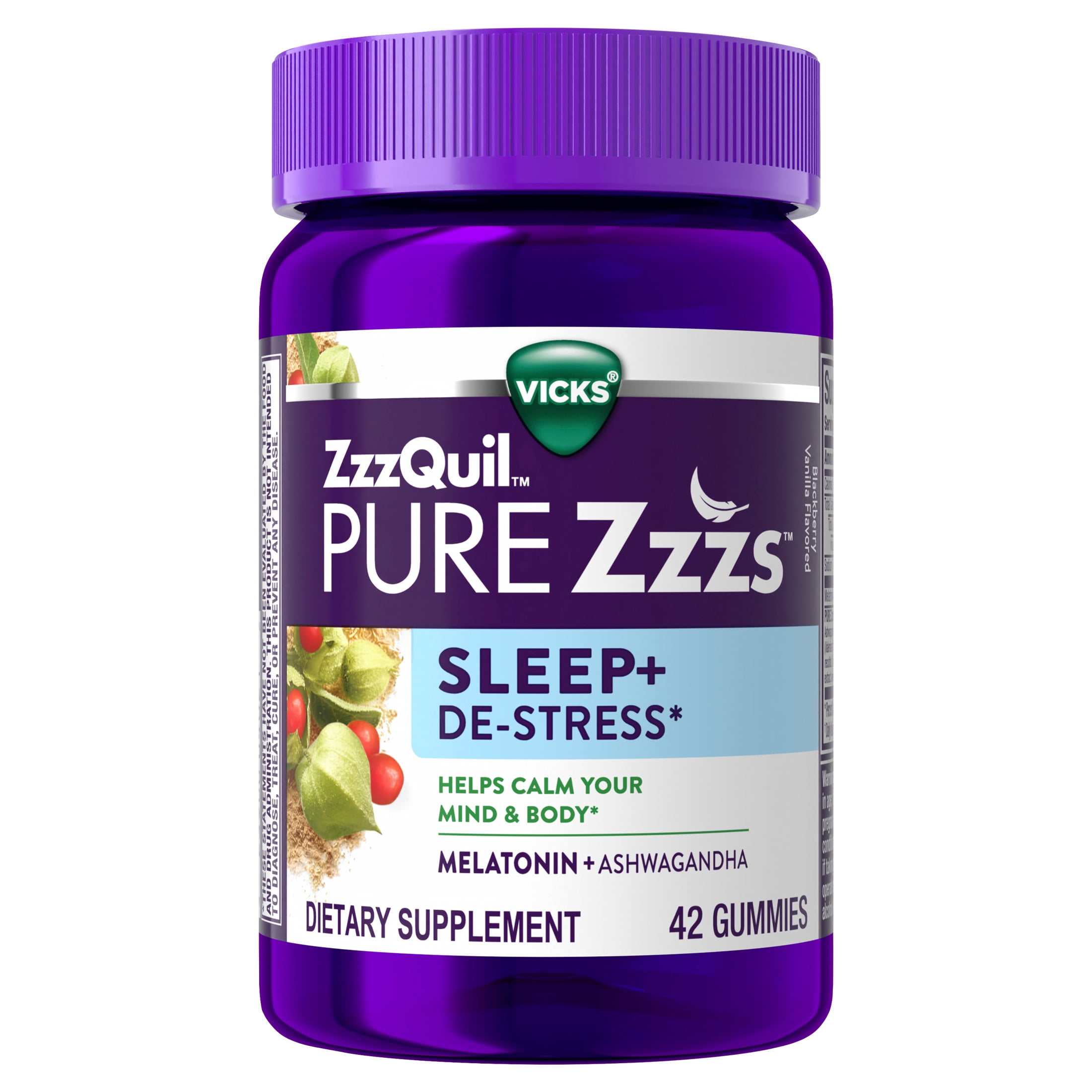 Vicks ZzzQuil Pure Zzzs, Relaxing Melatonin Sleep Aid Gummies, De