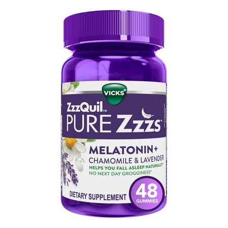 (2 pack) ZzzQuil PURE Zzzs Melatonin Gummies, Sleep Aid, Melatonin 2mg, Wildberry Vanilla Flavored 48 Sleep Gummies