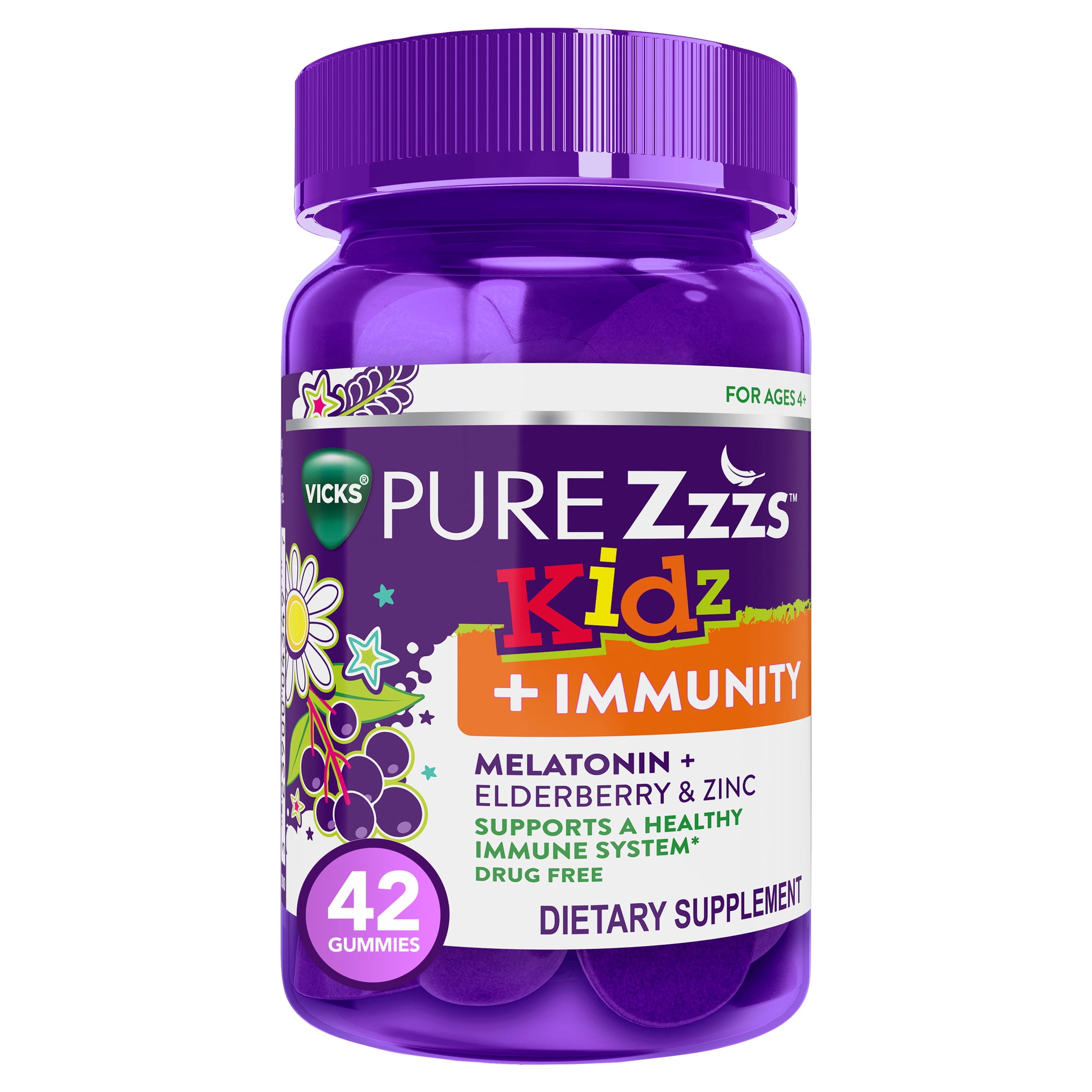 ZzzQuil Pure Zzzs Melatonin Sleep Aid Kids Gummies, Melatonin 1mg for Children, 42 Count