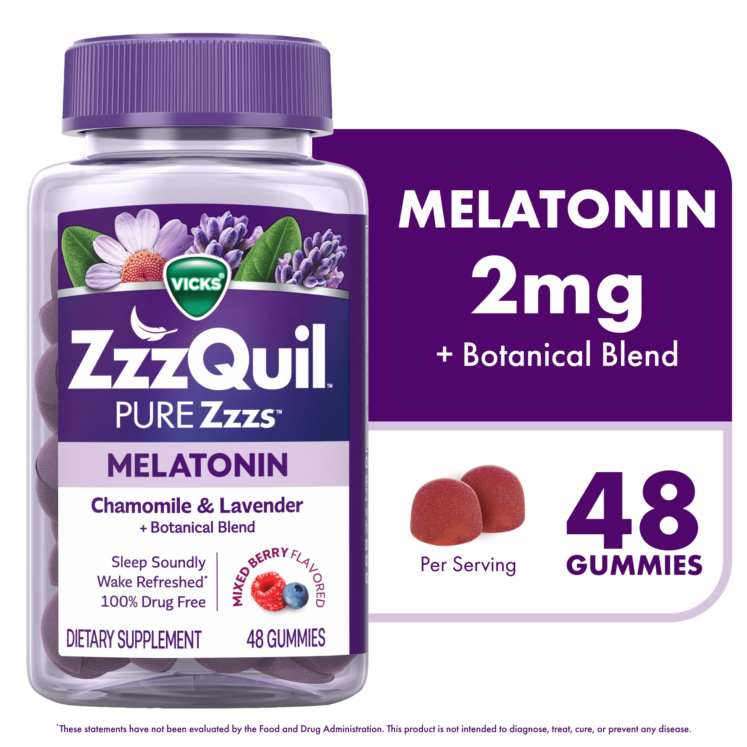 Vicks ZzzQuil PURE Zzzs Melatonin Gummies 1mg for Sleep Support