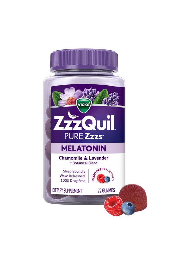 PURE Zzzs Melatonin Sleep Aid Gummies, Melatonin 1mg, 72 Count