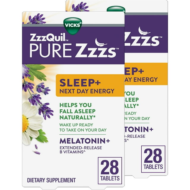 Vicks ZzzQuil Pure Zzzs Sleep+ Next Day Energy Extended Release Tablets, Immediate Release