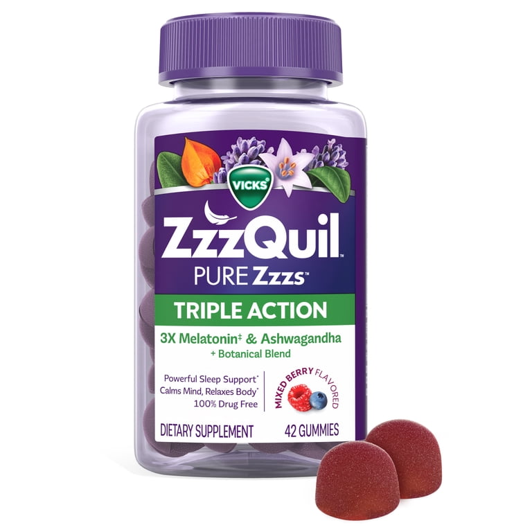 zzz ZzzQuil PURE Zzzs Melatonin Triple Action with Ashwagandha