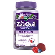 ZzzQuil PURE Zzzs Melatonin Triple Action with Ashwagandha, Melatonin 6mg, 60 Gummies