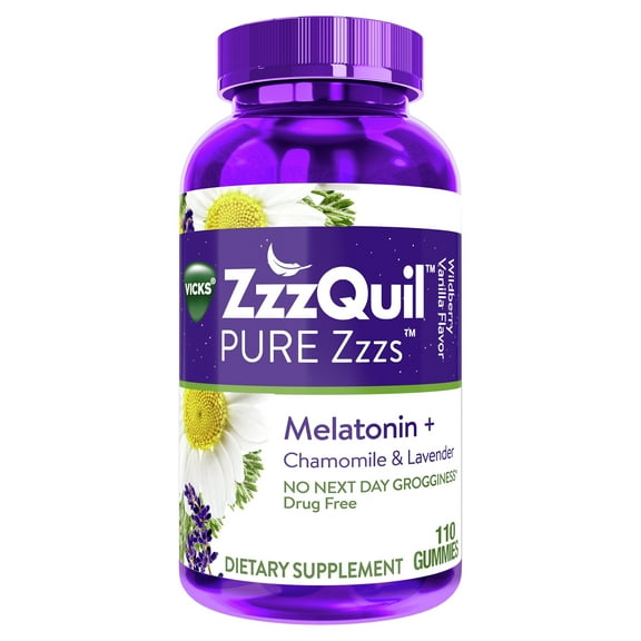Vicks Zzzquil Pure Zzzs Melatonin Natural Flavor Sleep Aid Gummies, 1mg per Gummy, 110 Ct