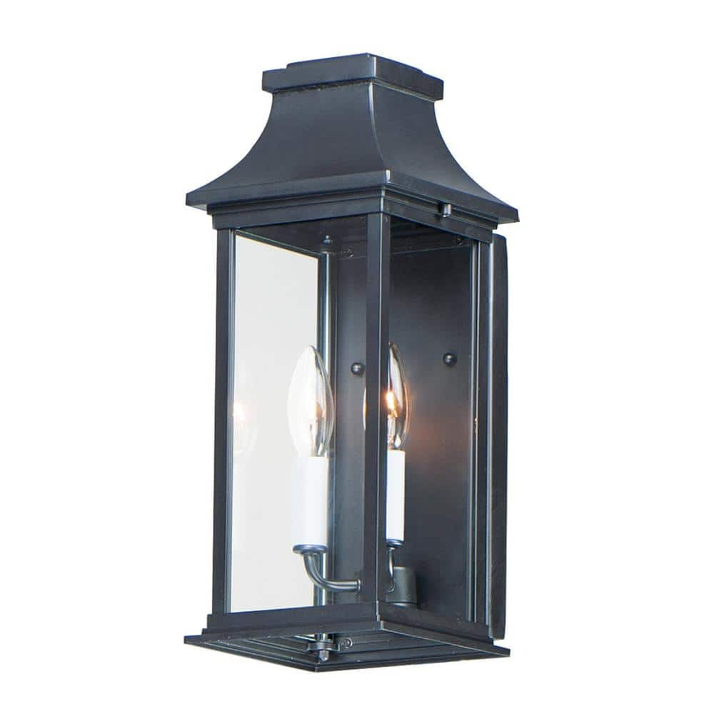 Vicksburg 2Light Black Outdoor Pocket Hardwired Wall Sconce
