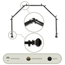 Vicky 13/16" 5-Sided Bay Window Curtain Rod - Black