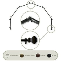 Vicky 13/16" 6-Sided Bay Window Curtain Rod - Black