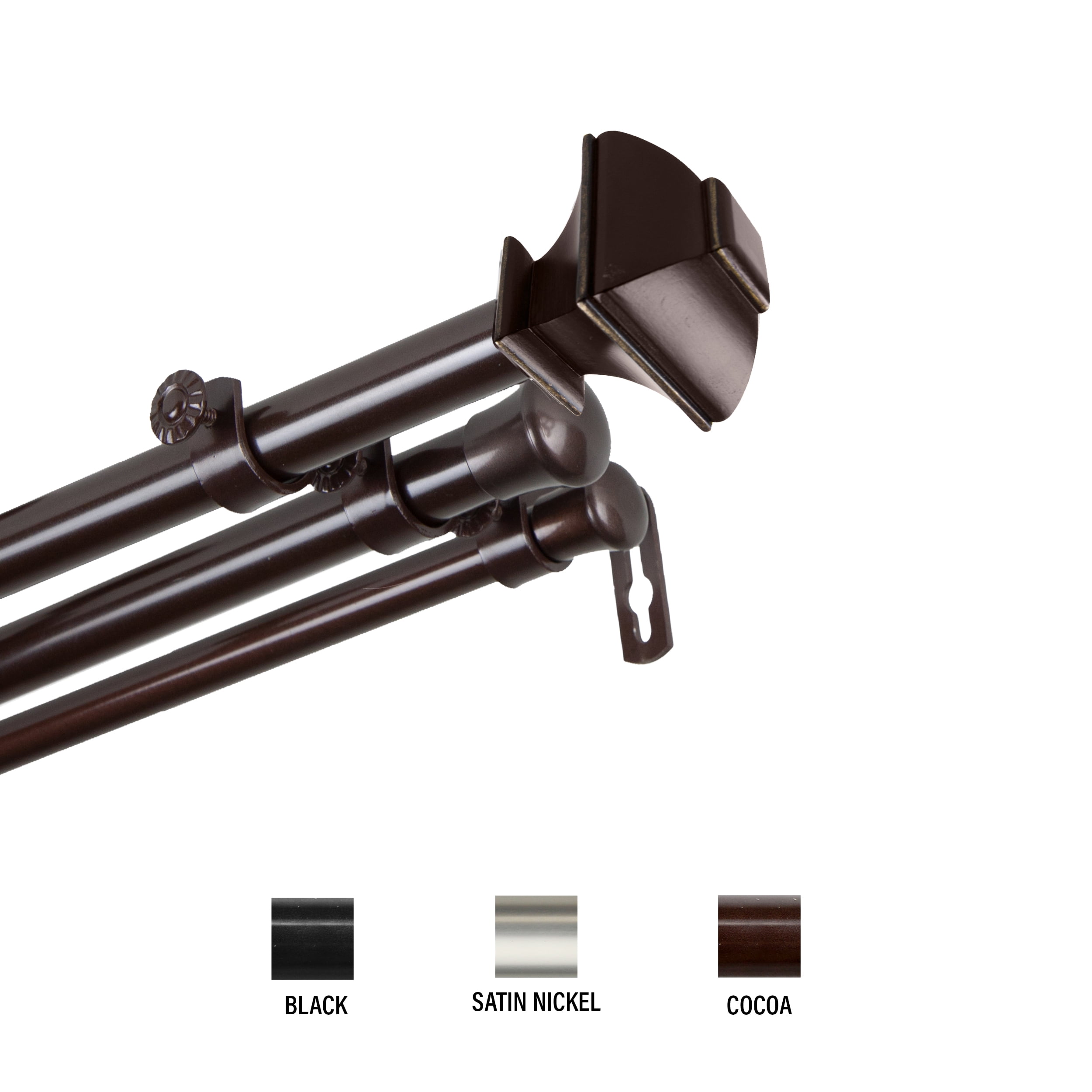 Vicky 13/16 inch Triple Curtain Rod 120-170" - Cocoa