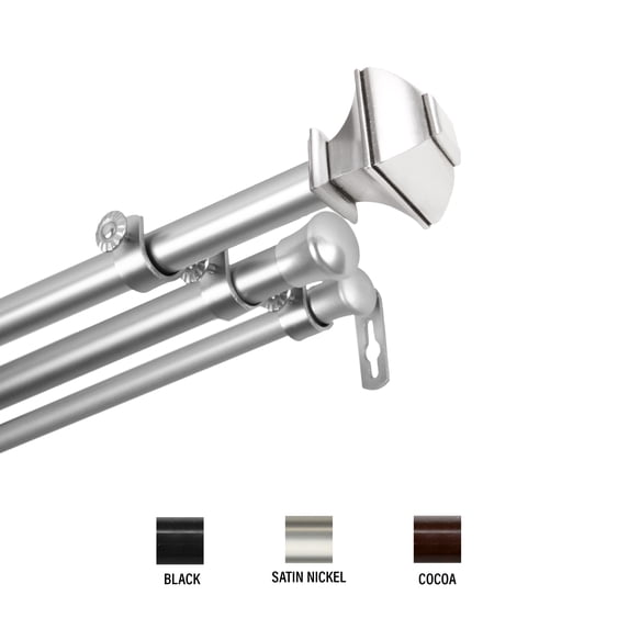 Vicky 13/16 inch Triple Curtain Rod 48-84" - Satin Nickel
