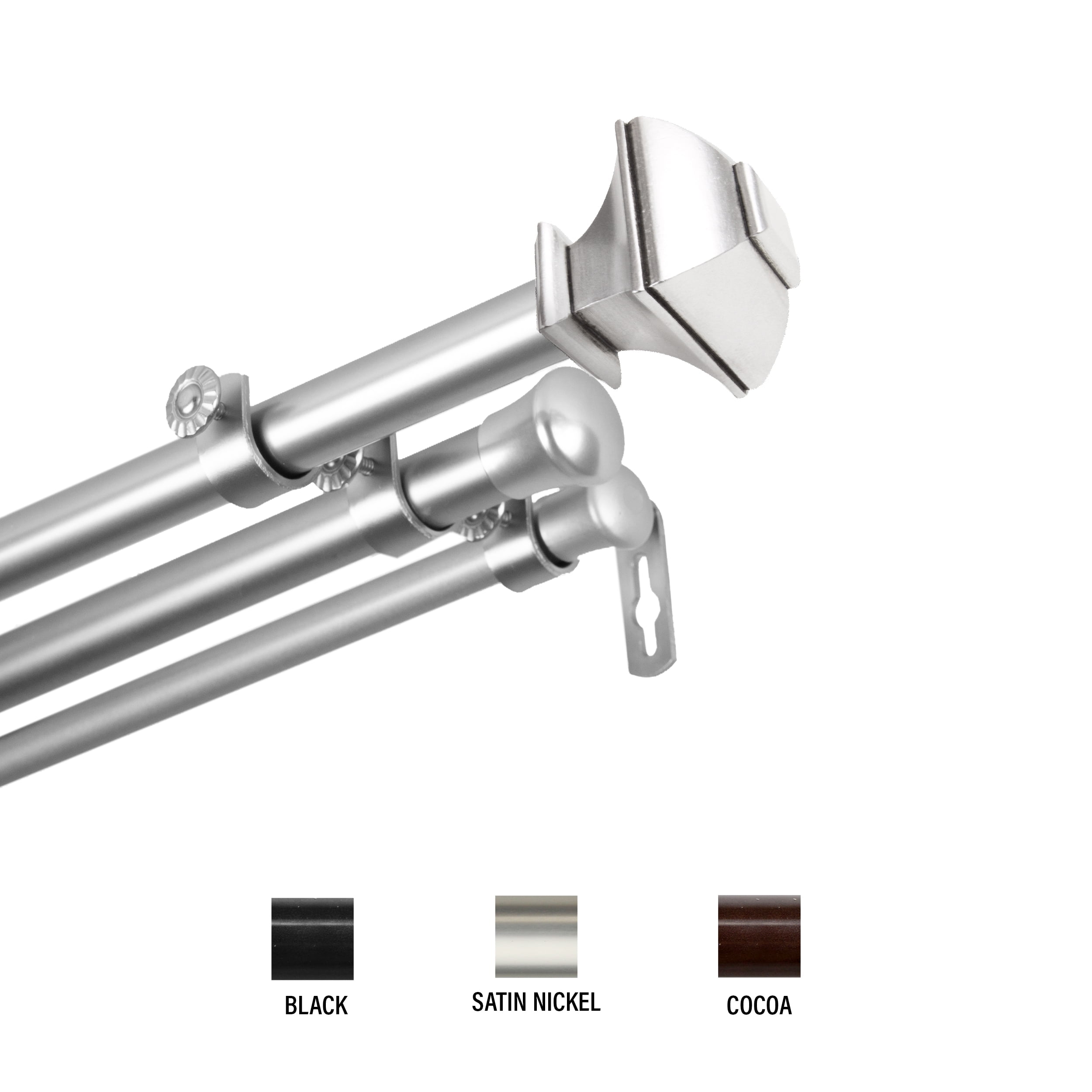 Vicky 13/16 inch Triple Curtain Rod 66-120" - Satin Nickel