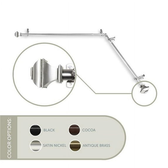 Vicky Corner Window Curtain Rod 13/16 inch dia. 120-170" - Satin Nickel
