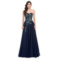 thumbnail image 1 of Vicky and Lucas - Modern Style Strapless Embroidery Tulle Gown - Elegant Dress for Special Occasions (Navy Blue, S), 1 of 4