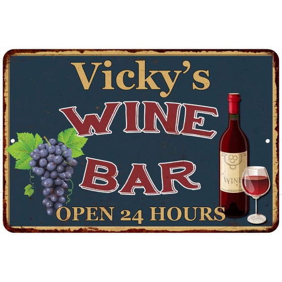 Vicky's Green Wine Bar Wall Decor Kitchen Gift 8x12 Metal 208120043257