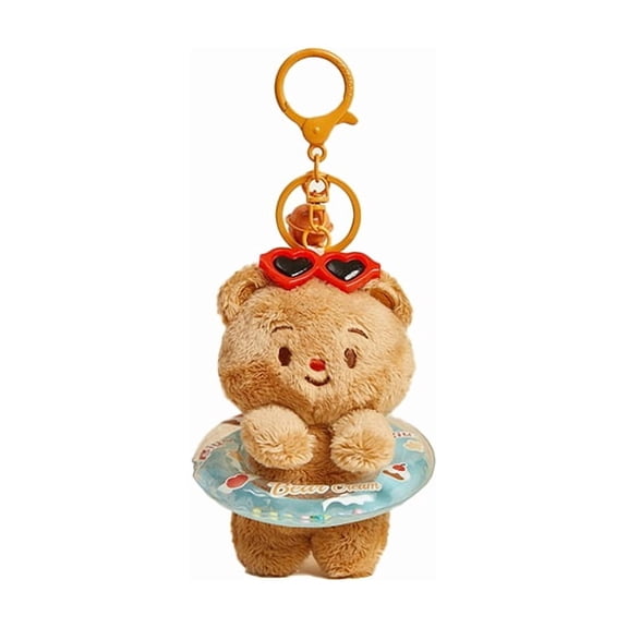 VickyPoP Cute Animal Keychain, Soft Animal with Swim Ring key Chain Backpack Charm