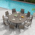 thumbnail image 1 of Vicllax 11-Piece Outdoor Patio Dining Set 10 Rattan Wicker Chairs & Round Slatted Metal Table, 1 of 1
