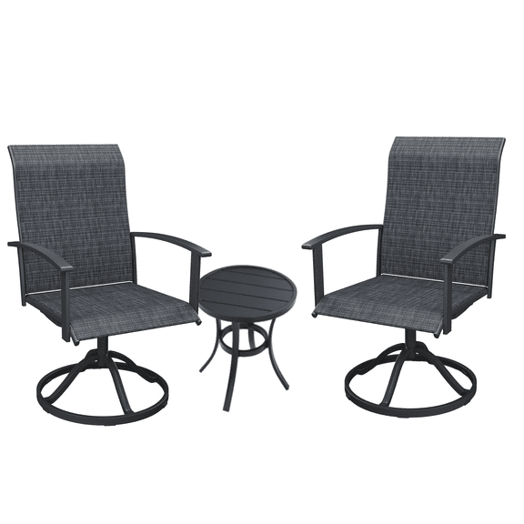 Vicllax 3-Pcs Round Outdoor Patio Dining Set Table and Chair Modern Style Metal, with Umbrella Hole