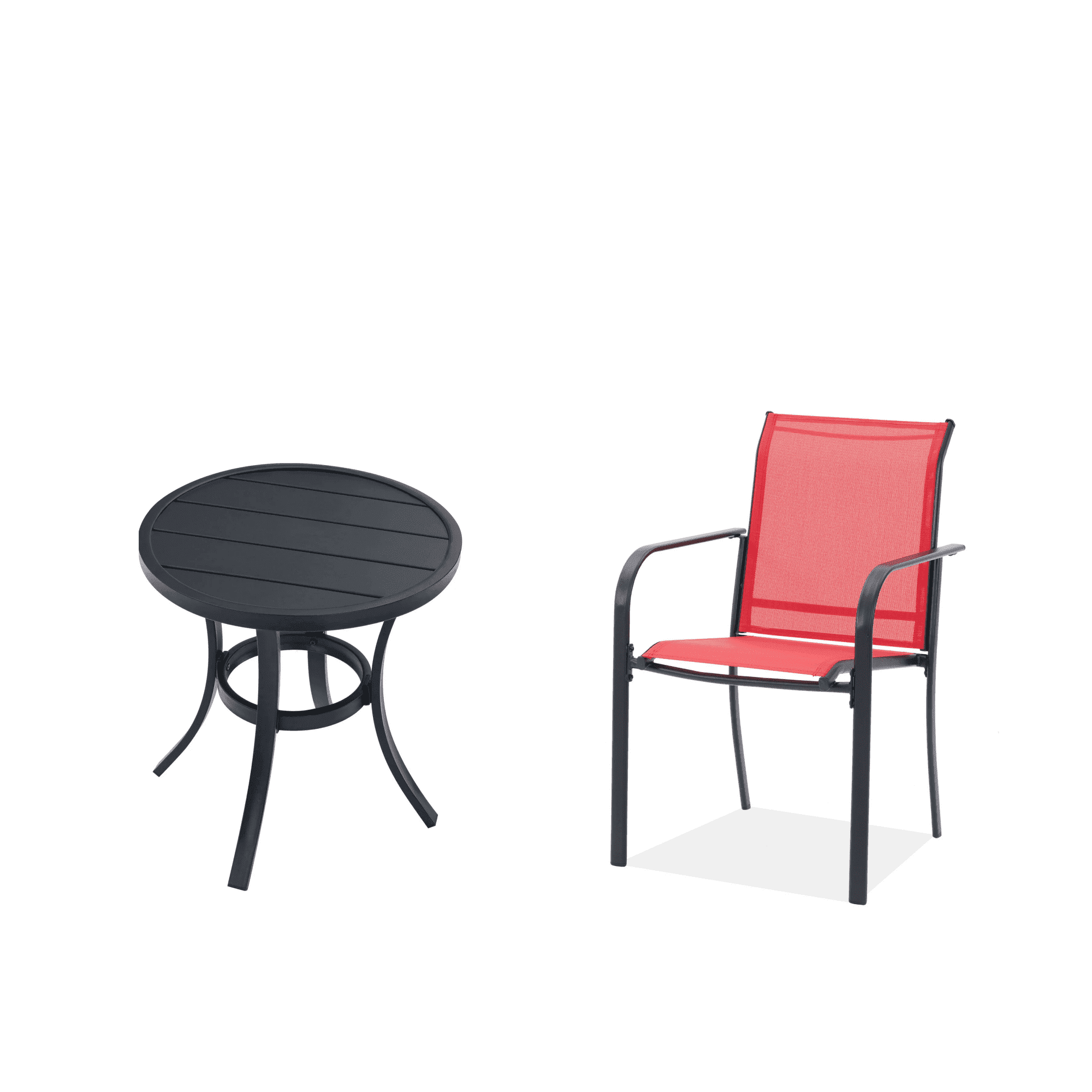 Vicllax 3-Piece Round Outdoor Patio Dining Furniture Set Table and Chair Metal Frame for Garden