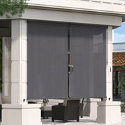 Vicllax 4'Wx6'H Outdoor Roller Shades Blinds for Patio Porch Crank Operation Sun Blocking, Grey
