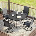 thumbnail image 1 of Vicllax 5-Piece Outdoor Patio Dining Set Metal Swivel Chairs & Round Steel Table with Umbrella Hole, 1 of 10