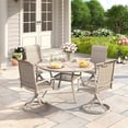 thumbnail image 1 of Vicllax 5-Piece Round Patio Dining Set, 41" Round Outdoor Table with Umbrella Hole and 4 Padded Swivel Chairs for Lawn, Garden, Sandshell & Sandshell, 1 of 10