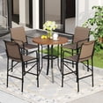 thumbnail image 1 of Vicllax 5-Piece Patio Outdoor Bar Set, 2 Swivel Textilene Stools with Metal Table, Walnut & Brown, 1 of 1